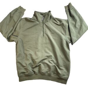 Vintage Izod Windbreaker Womens Small Golf 1/4 Zip Banded Waist Green Pullover